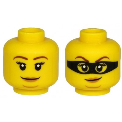 LEGO Minifigure Head - Dual Sided Female Brown Eyebrows, Black Mask