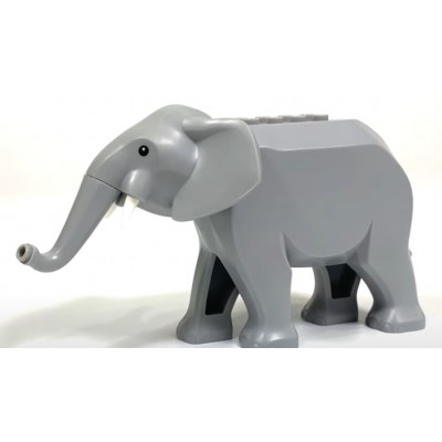 LEGO Elephant with Short White Tusks - Light Bluish Grey