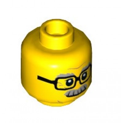 LEGO Minifigure Head -  Glasses Rectangular, Grey Eyebrows