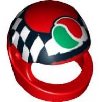 LEGO Minifigure Helmet - Red with checks and Octan logo 