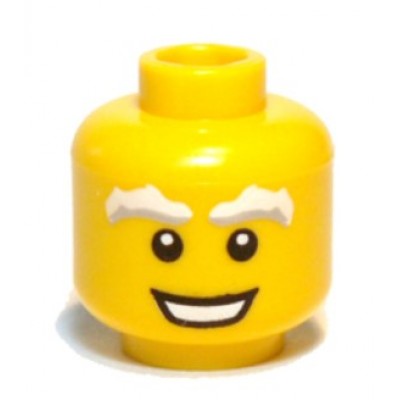 LEGO Minifigure Head - Male White and Grey Bushy Eyebrows