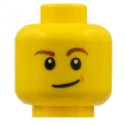 LEGO Minifigure Head - Reddish Brown Eyebrows, White Pupils