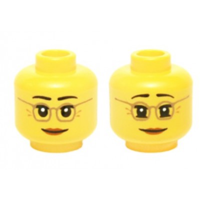LEGO Minifigure Head - Dual Sided Female Dark Tan Glasses