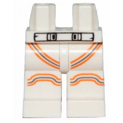 LEGO Minifigure - Legs - Black Belt, Orange Stripes Pattern - White