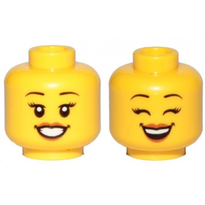 LEGO Minifigure Head - Dual Sided Female Black Eyebrows