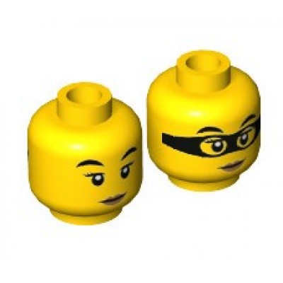 LEGO Minifigure Head - Dual Sided Female Black Eyebrows, Black Mask
