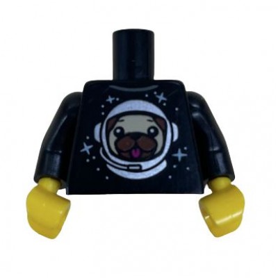 LEGO Minifigure Torso - Shirt with French Bulldog - Black