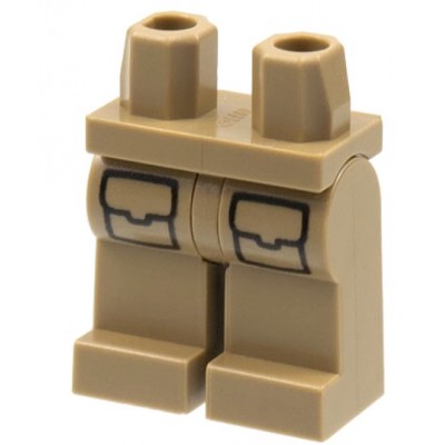 LEGO Minifigure Legs - Black Pockets Pattern - Dark Tan