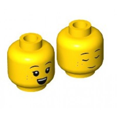 LEGO Minifigure Head - Dual Sided Child Black Eyebrows