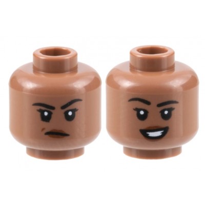 LEGO Minifigure Head - Dual Sided Female Black Eyebrows, Reddish Brown Lips