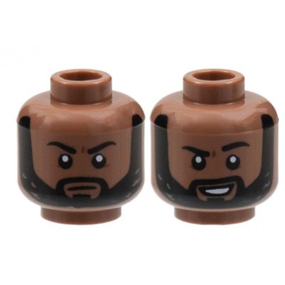 LEGO Minifigure Head - Dual Sided, Black Eyebrows and Beard 