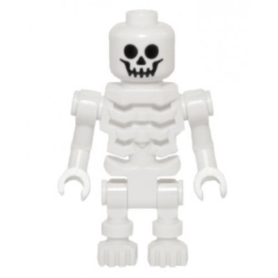LEGO Minifigure Skeleton with Standard Skull, Angular Rib Cage, Bent Arms - White