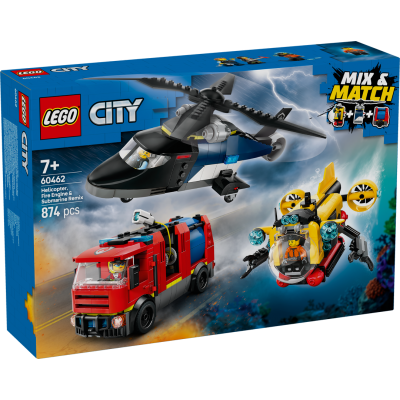 LEGO® City Helicopter, Fire Truck & Submarine Remix 60462