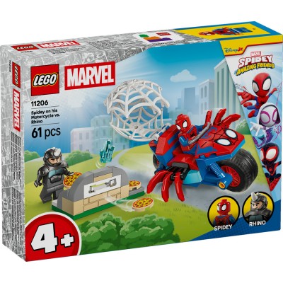 LEGO® Marvel Spidey And His Amazing Friends Spidey on his Motorcycle vs. Rhino 11206